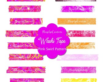 Digital WashiTape _Clipart_Pink Swirl Pattern for Digital Planners, Goodnotes