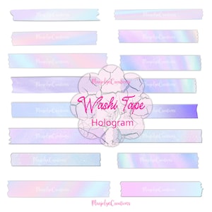 Digital Washi Tape Clipart Hologram Pastel Colors For Digital Planner, Goodnotes