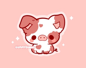Sticker cochon coeur mignon - Stickers - Mignon - kawaii Decal cut Saint Valentin cadeau