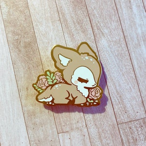 Floral Deer Enamel Pin - 1.75 inch