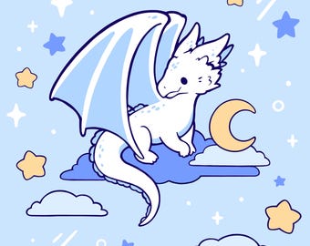 Art Print Starry Dragon 8x8 Matte Art Print - cute Kawaii Dragon