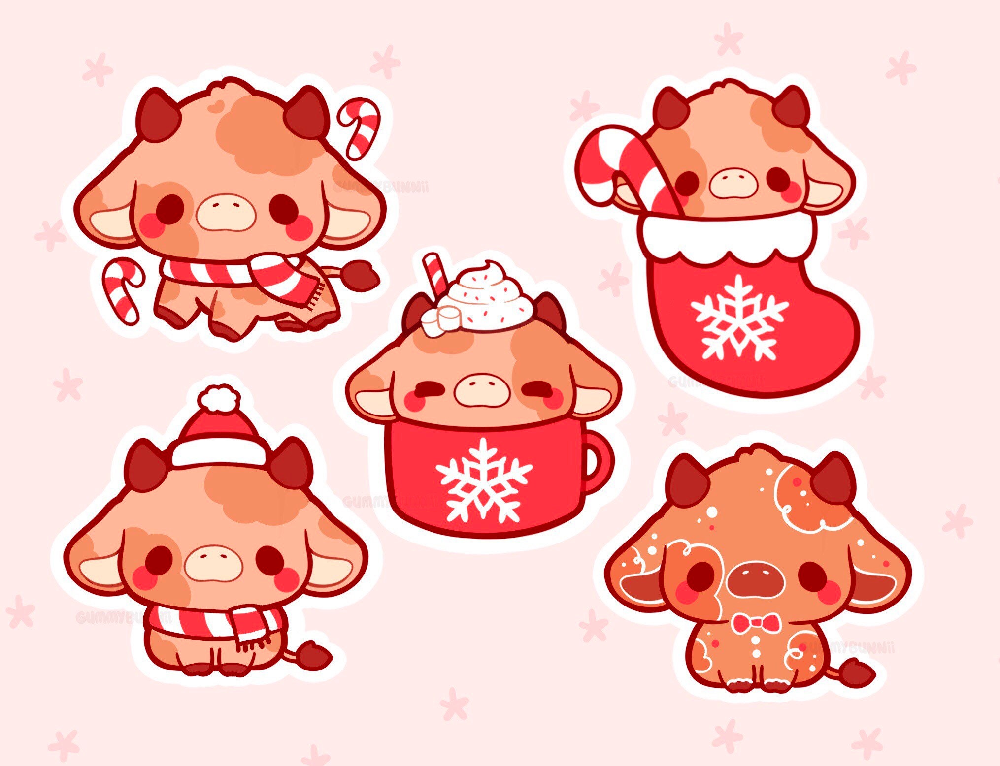 Buy Cute Holiday Christmas Cow Sticker Set Cow Stickers Cute Decal Cut  Online in India 