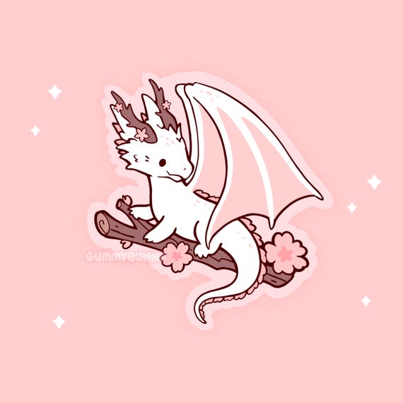 桜のドラゴンマットビニールステッカー。ノートパソコン、ウォーター