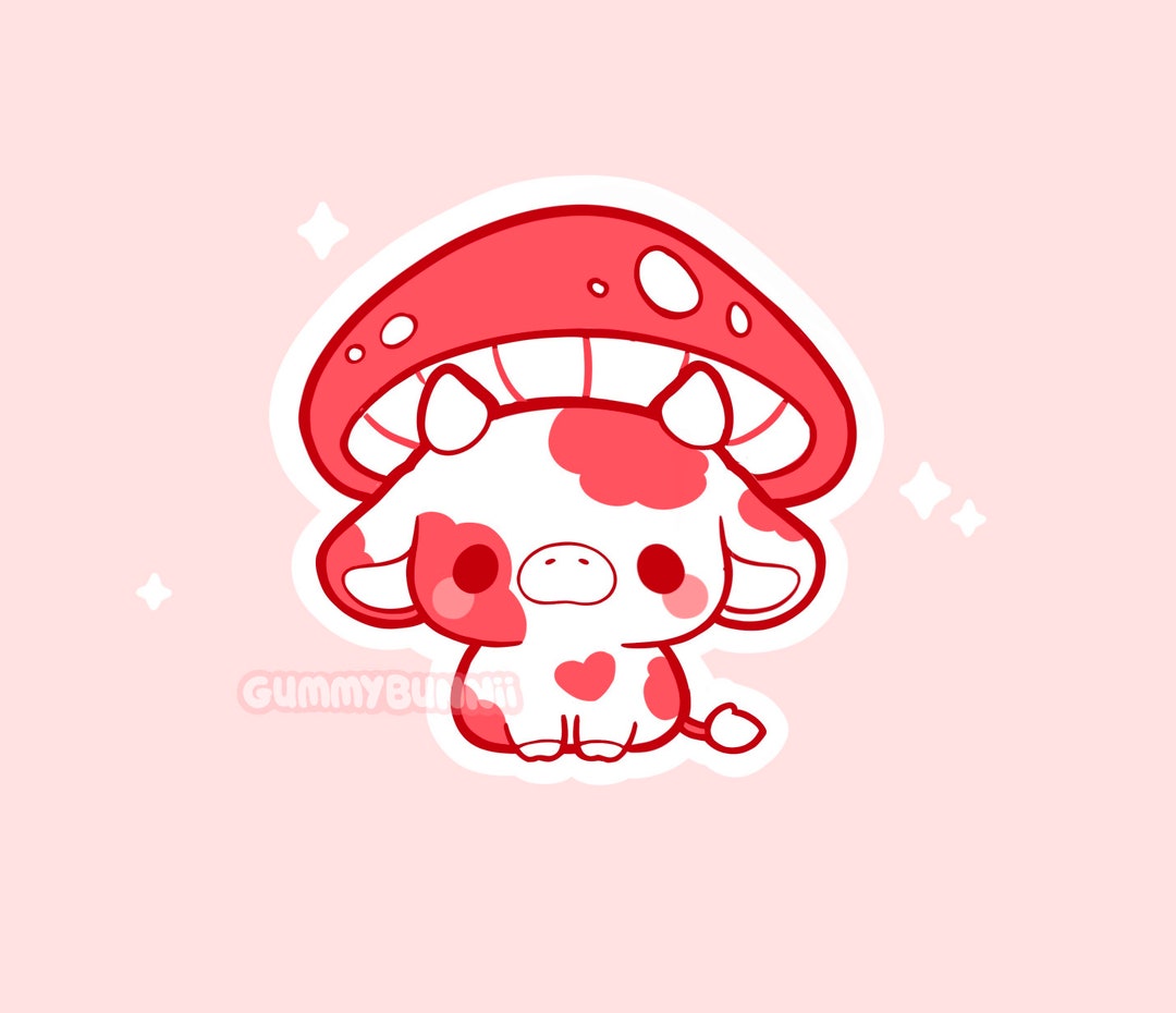 Mushroom Cow Matte Vinyl Sticker Kawaii Stickers Cute Decal Cut 