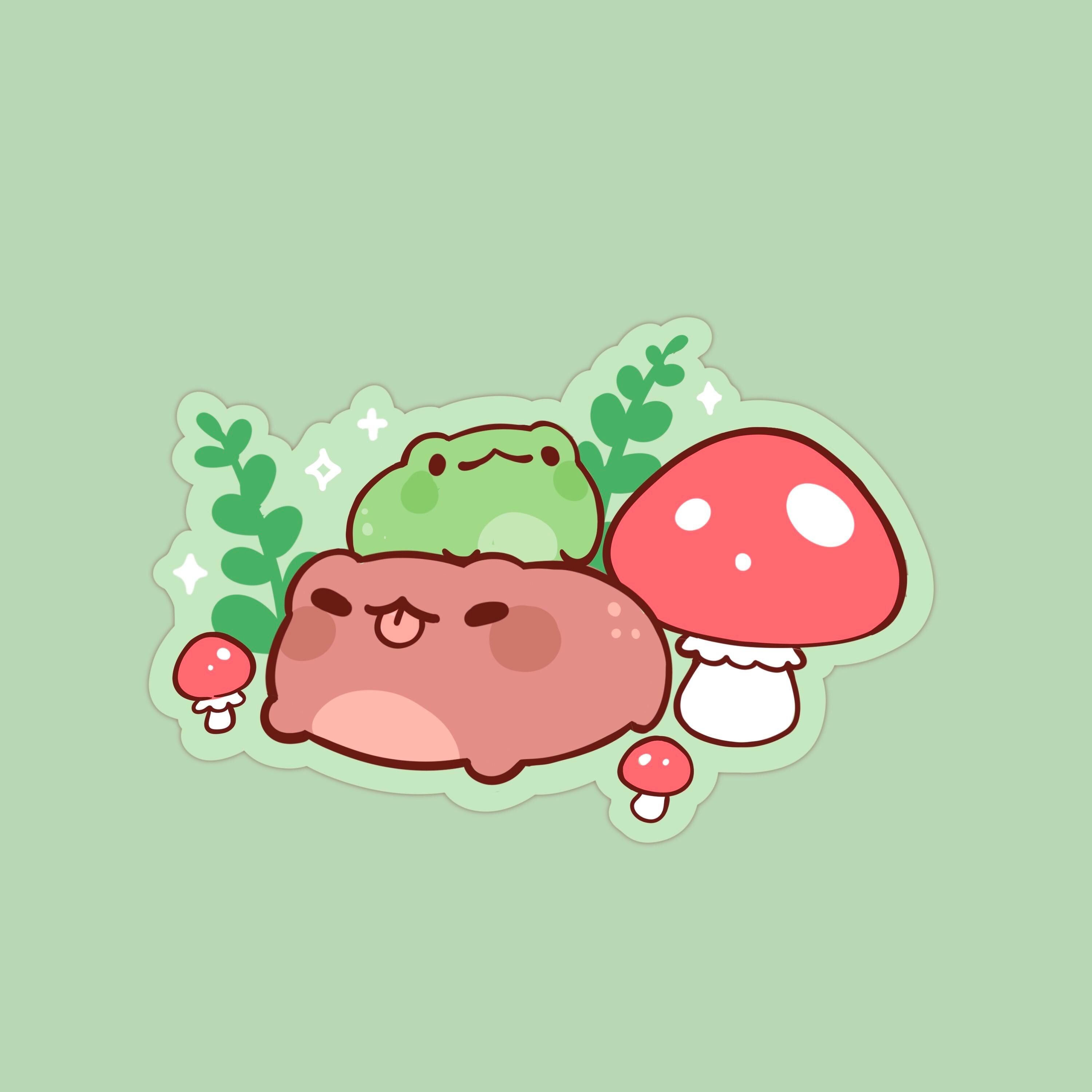 Friendly Frogs Sticker Matte Vinyl Cottage Core Mushroom Toad Stickers ...