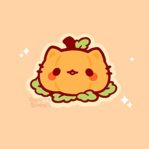 Kawaii Pumpkin Cat matte Vinyl Sticker - Stickers Fall Autumn - Cute - Decal cut Halloween