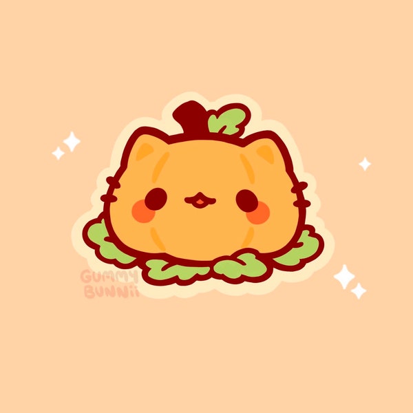 Kawaii Pumpkin Cat matte Vinyl Sticker - Stickers Fall Autumn - Cute - Decal cut Halloween
