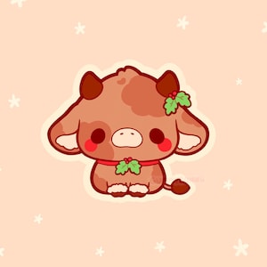 Holiday Mistletoe Cow matte Vinyl Sticker - Stickers Christmas Winter - Cute - Decal cut