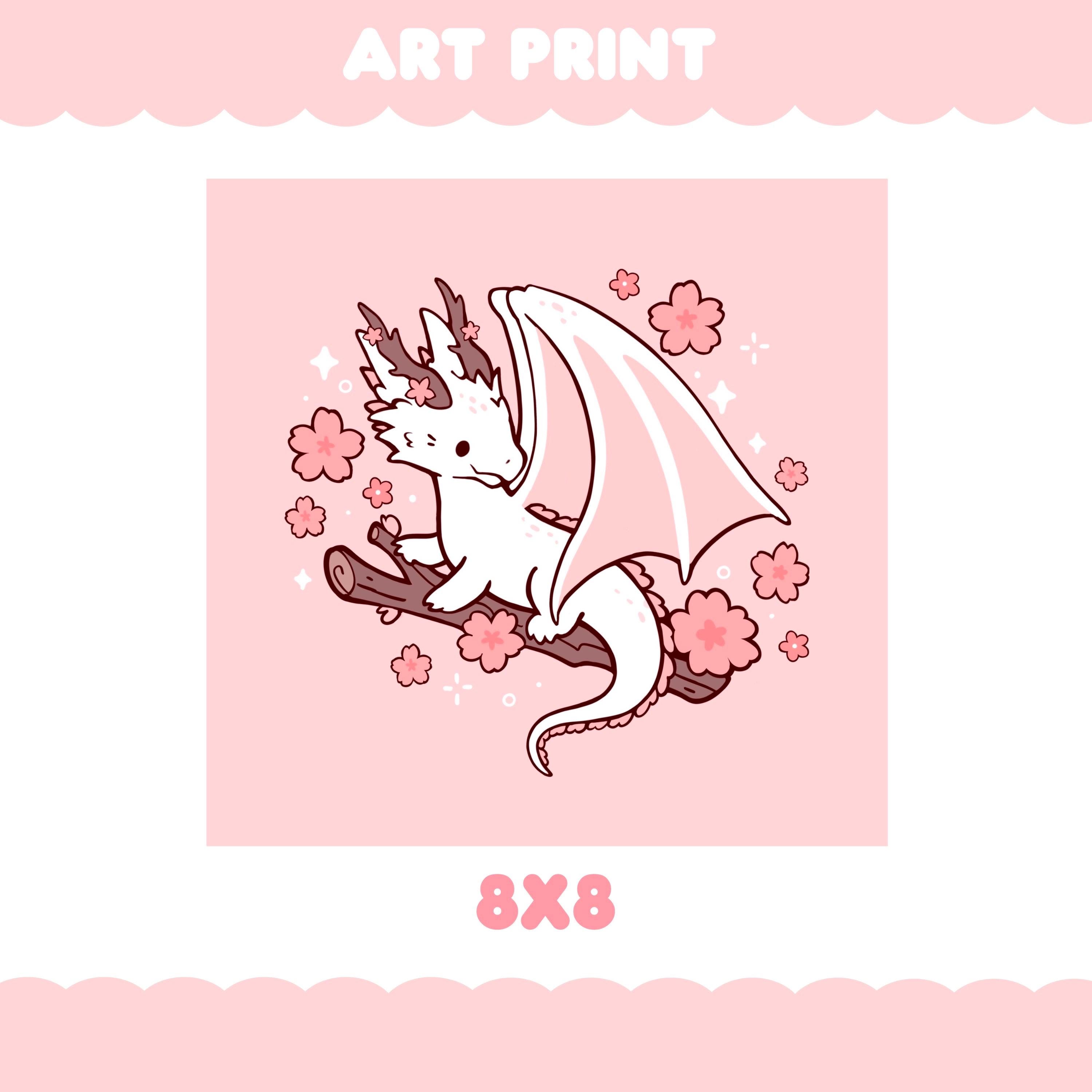 Art Print Cherry Blossom Dragon 8x8 Matte Art Print - Cute Kawaii