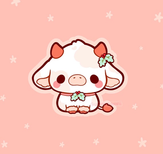 Strawberry Cow Matte Vinyl Sticker Stickers Cute Kawaii Decal Cut