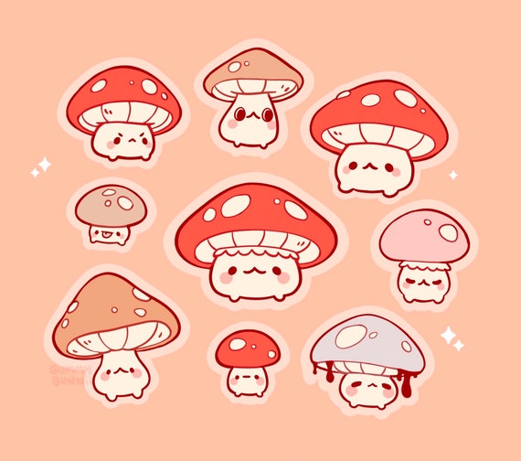 Autumn Mushrooms Sticker Pack Set - Mushroom Stickers - Cute - Decal cut