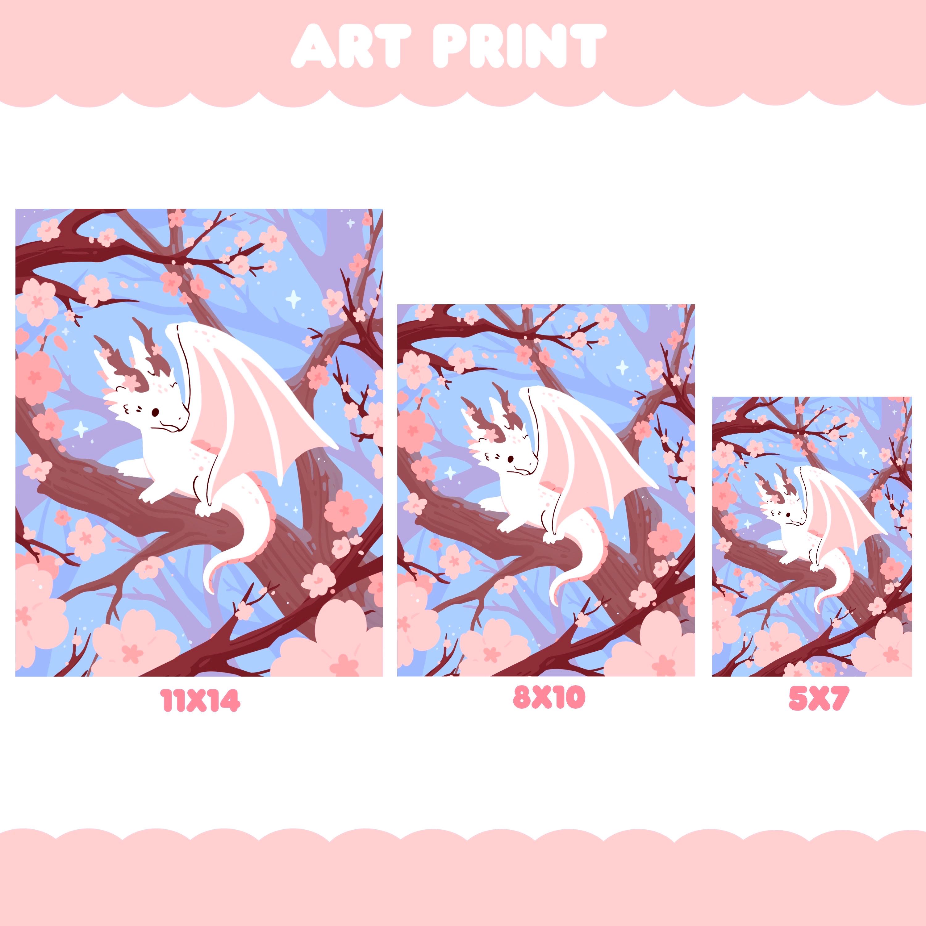 Art Print Cherry Blossom Dragon Matte Art Print - Cute Kawaii