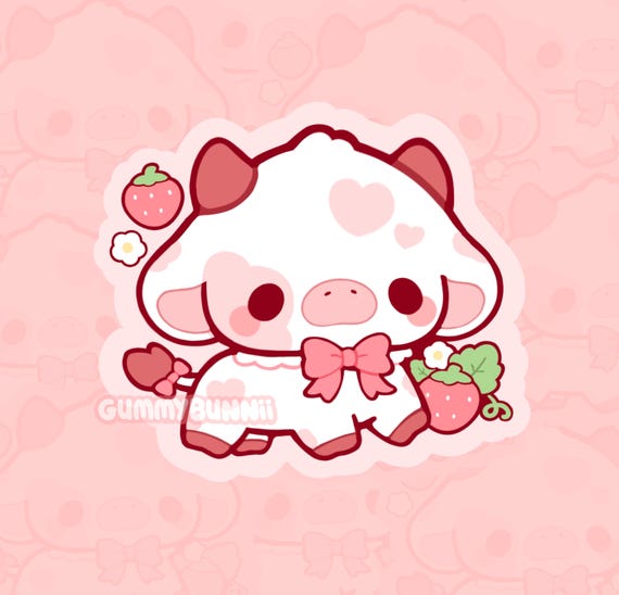 Strawberry and Cute Animals | Vinyl Sticker Strawberry and Cute Animals | Vinyl Sticker