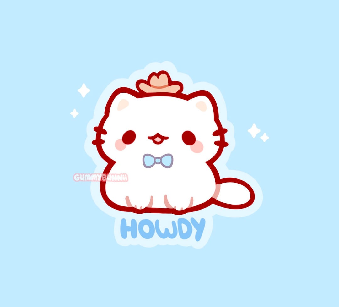 Howdy Cat With Small Hat Sticker Stickers Cute Kawaii Decal Cut - Etsy