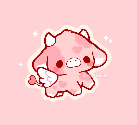 Strawberry Cow Print Light Pink Sticker for Sale by