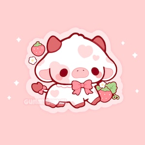 Strawberry and Cute Animals | Vinyl Sticker Strawberry and Cute Animals | Vinyl Sticker