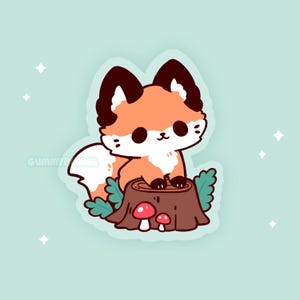 Forest Fox Sticker cute kawaii Stickers Cute fox Decal cut cottage core forest lover gift