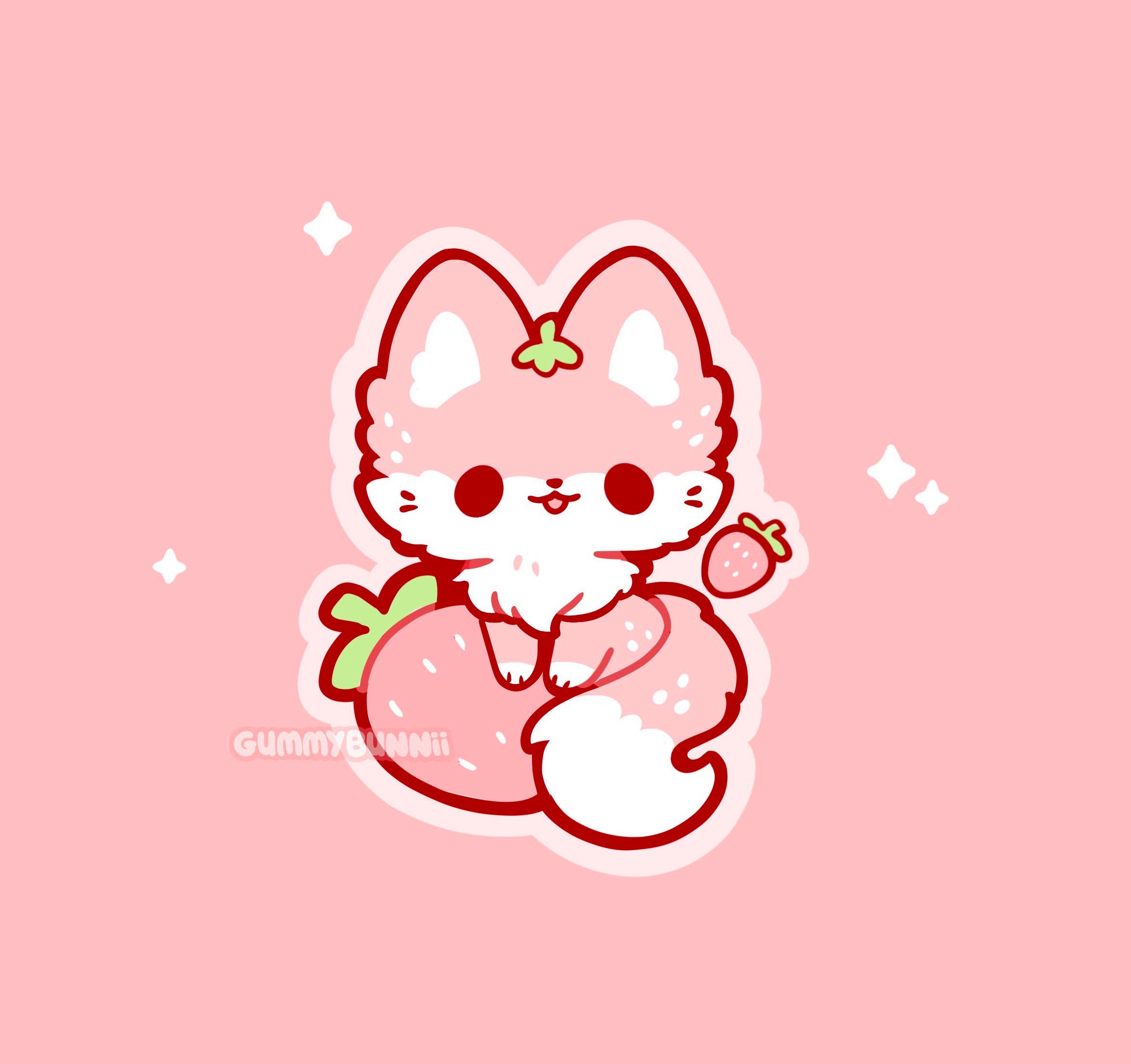 Kawaii Anime Chibi - Strawberry lover' Sticker