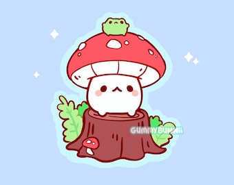 Mushroom frog friend Sap - Stickers - Cute - Decal cut