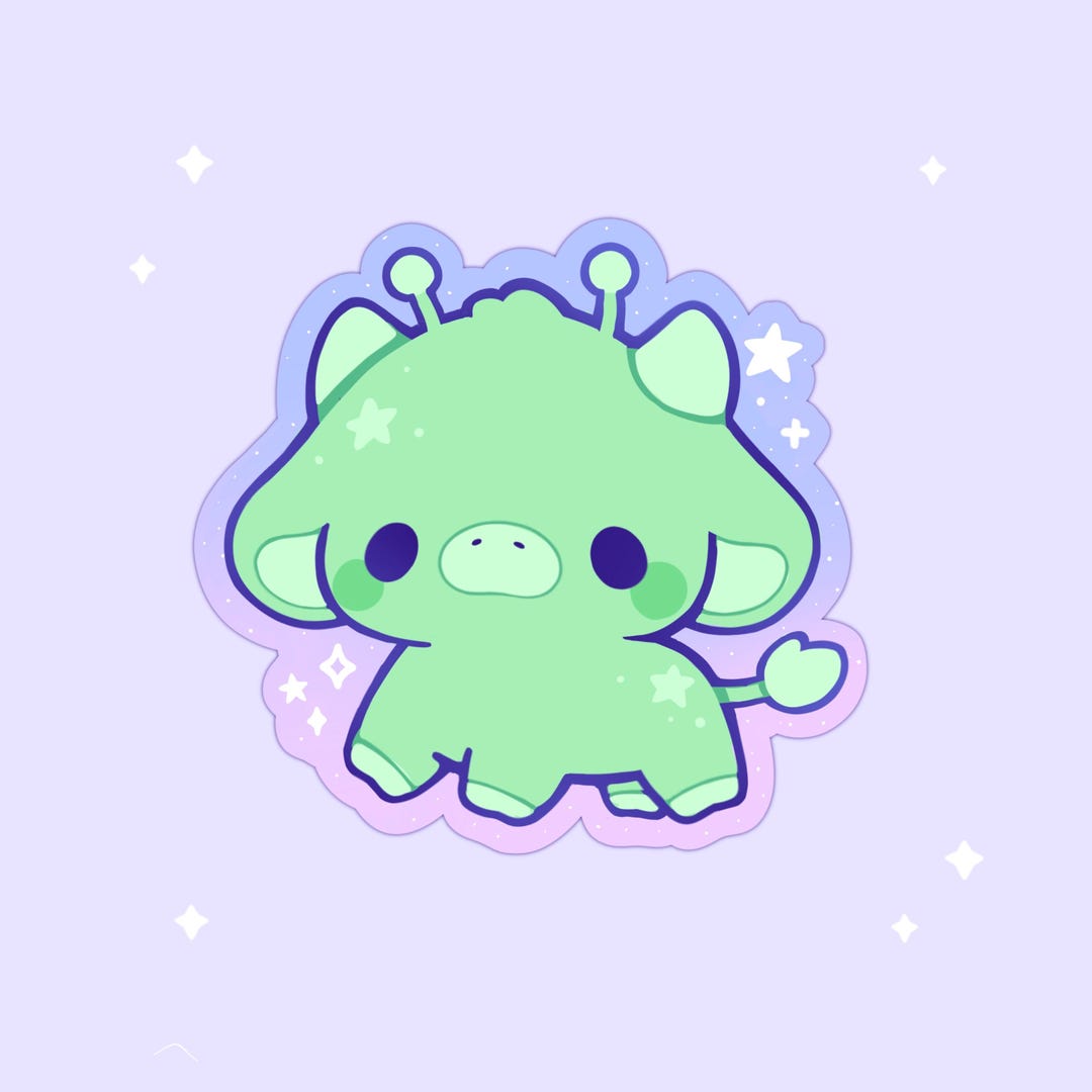 Alien Cow Sticker Matte Vinyl Cute Alien Stickers - Etsy