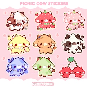 Mushroom Cow Matte Vinyl Sticker Kawaii Stickers Cute Decal Cut 