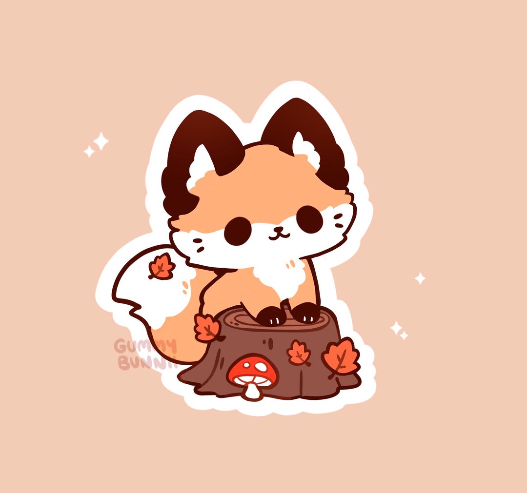 Autumn Leaves Fox Sticker Stickers Cute Decal Cut Etsy