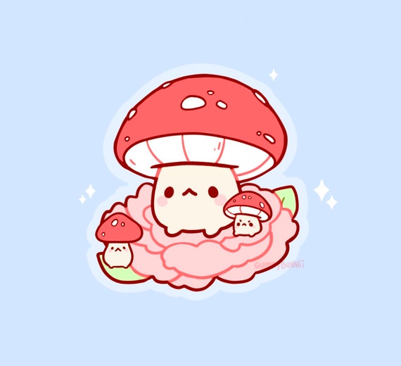 Mushroom Cow matte Vinyl Sticker - Kawaii Stickers - Cute - Decal cut