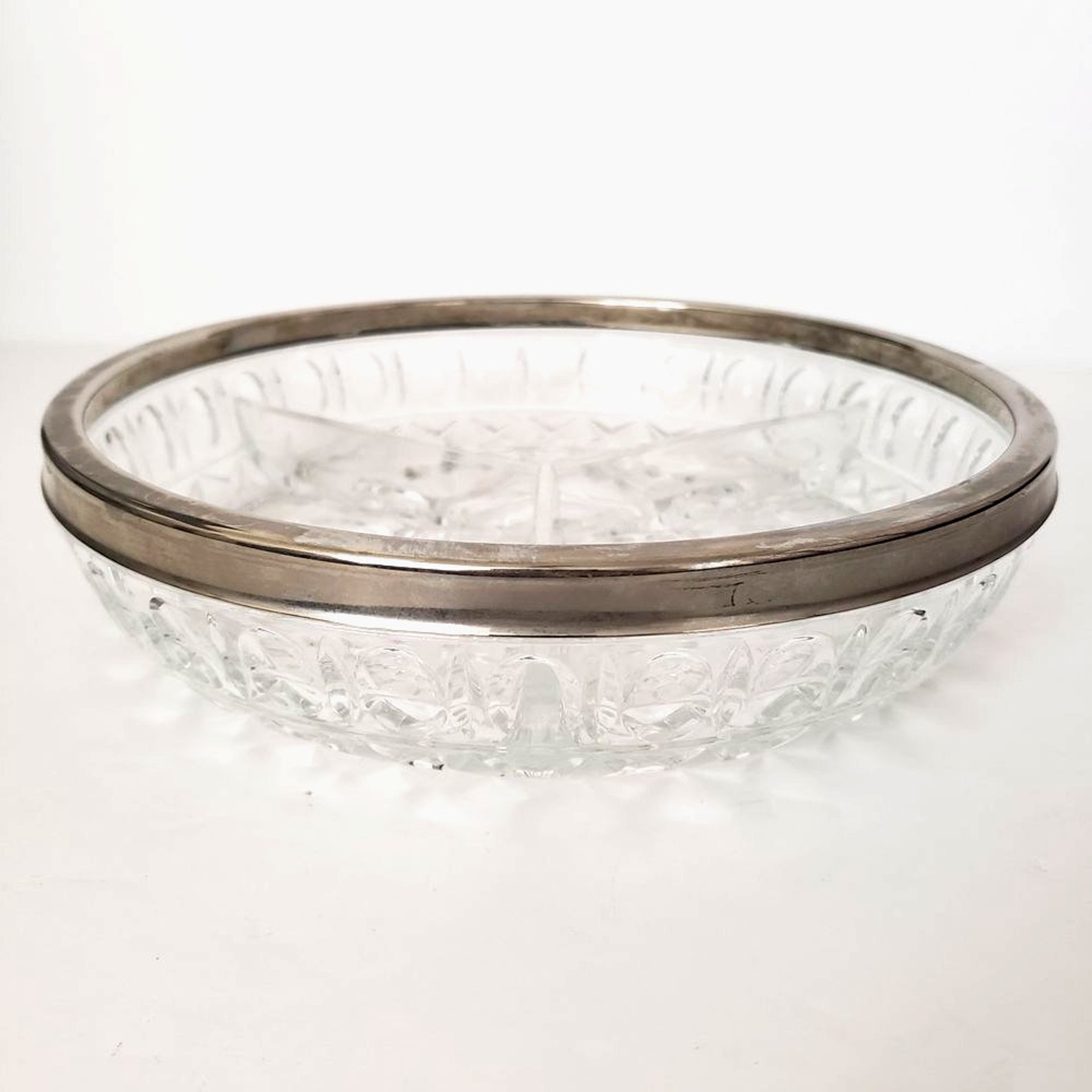 Vintage Lead Crystal Divided Dish Etsy