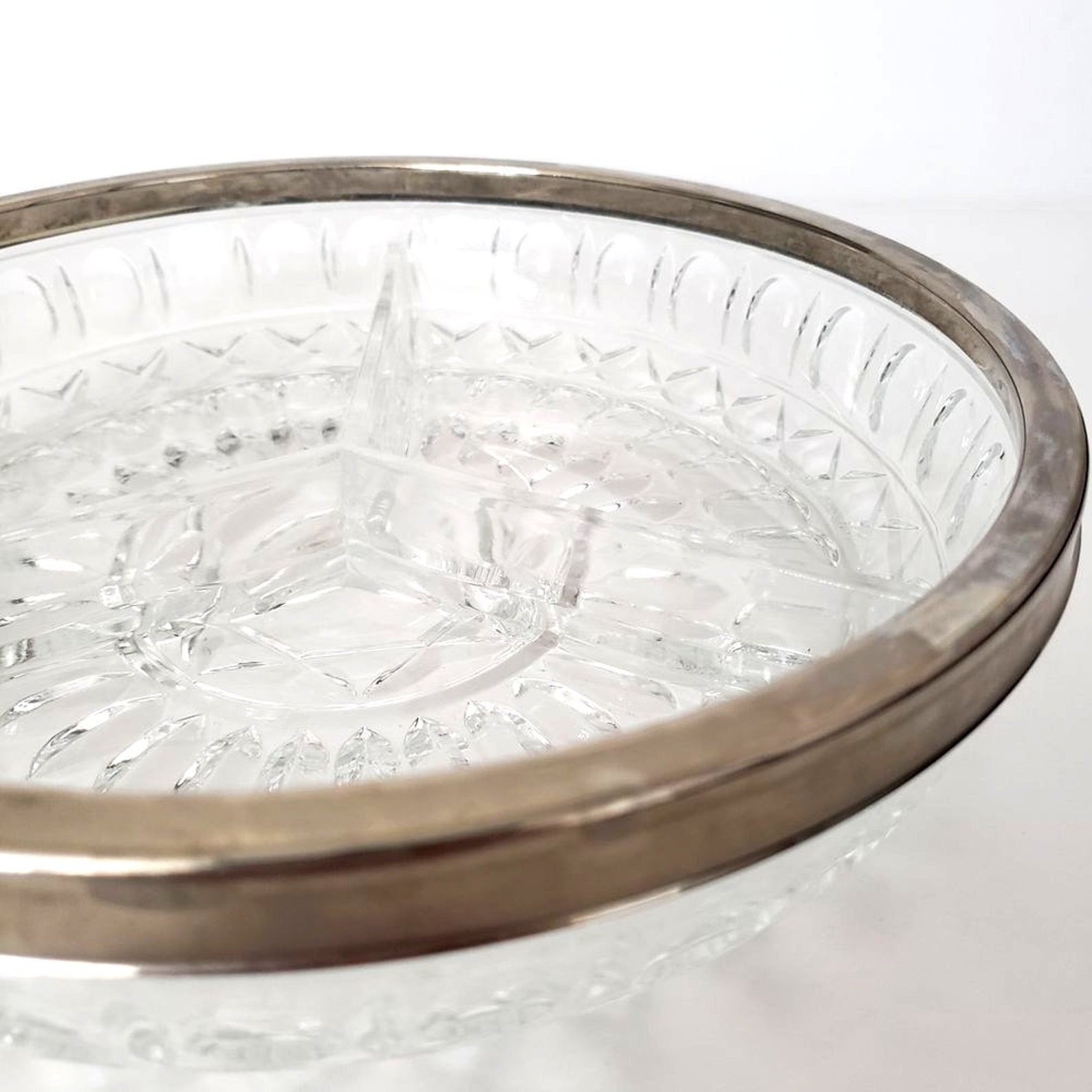 Vintage Lead Crystal Divided Dish Etsy
