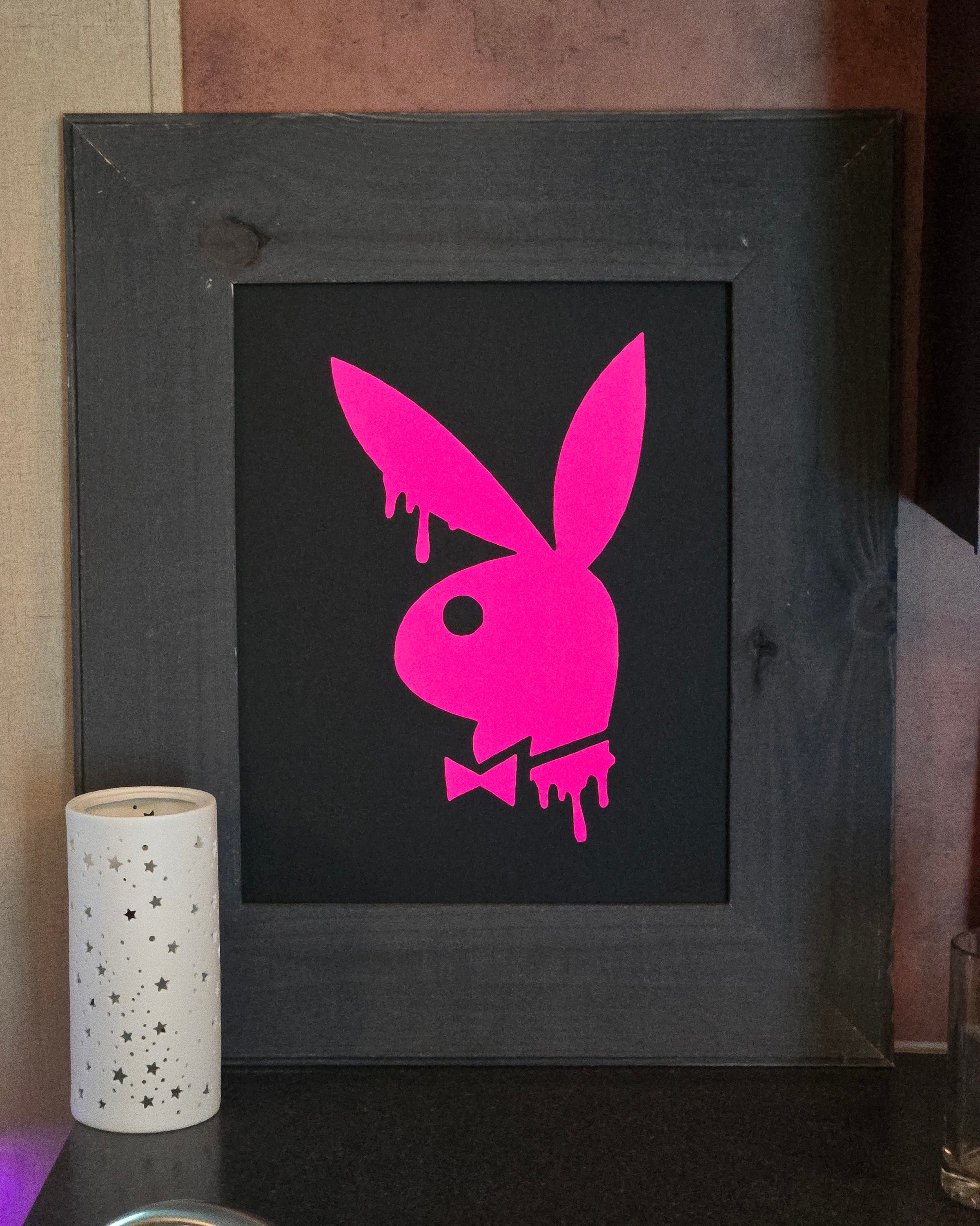 Wall Art Hot Pink Dripping Playboy Bunny Etsy