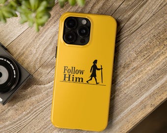 Etui na telefon z motywem spacerującego szlakiem | minimalistyczny wzór