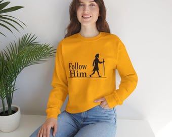 Bluza z nadrukiem „Podążaj za Nim” | Wzór chrześcijańskiego pielgrzyma