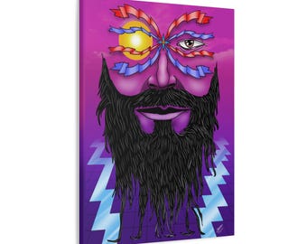 Psychodeliczna Mezopotamia, wydruk na płótnie: Portret surrealistyczny w stylu retro