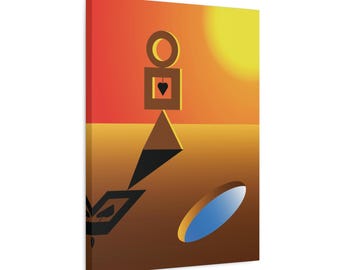 Geometryczny zachód słońca abstrakcyjny na płótnie