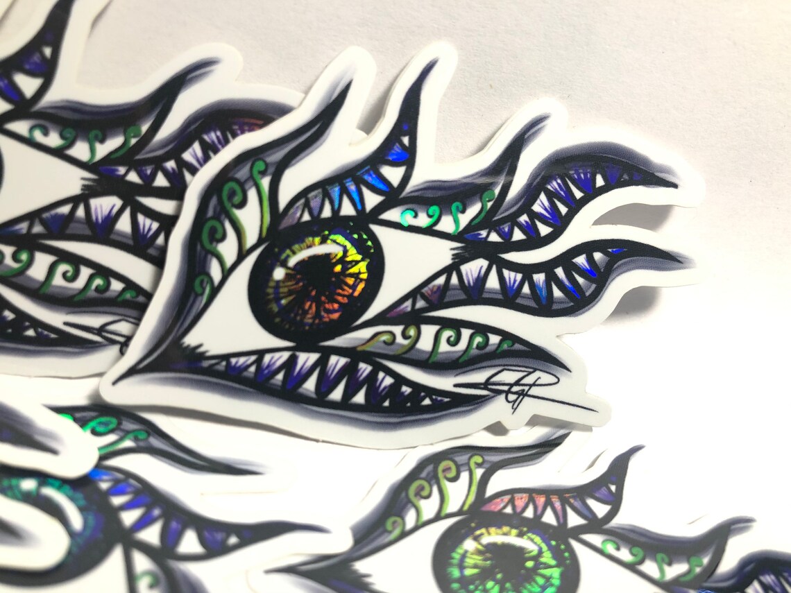Eye Holographic Design Sticker Etsy