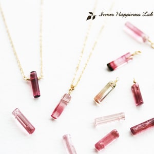 Pink tourmaline necklace, stick tourmaline necklace, pink tourmaline Jewelry, dainty necklace, 14K gold filled