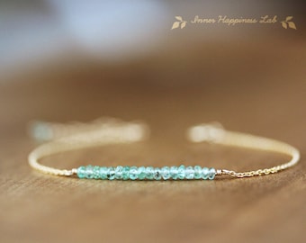 Natural Emerald Bracelet, 14K Gold Filled, Sterling Silver