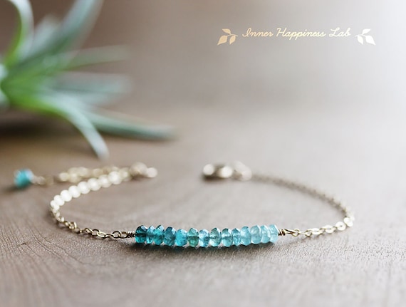 Grandidierite Bracelet 14K Gold Filled Sterling Silver Rondelle