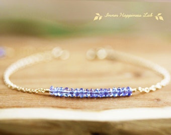 Tanzanite bracelet, December birthstone bracelet, Tanzanite beads bracelet, 14K Gold filled, Sterling silver