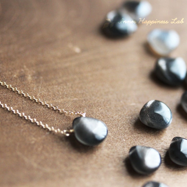 Golden shine black moonstone necklace, 14k Gold filled, Moonstone necklace