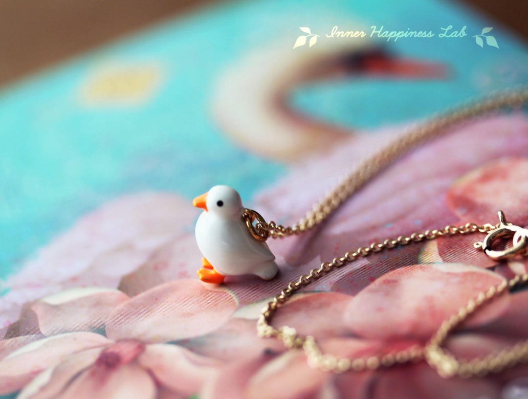 Duck Necklace, Duck Charm Necklace, Enamel Charm Necklace, 18K Gold ...