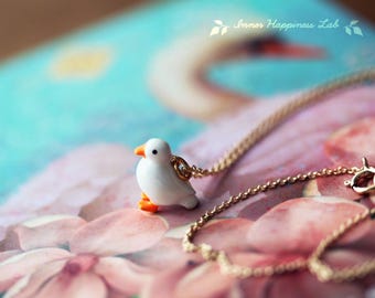 Duck necklace, Duck charm necklace, Enamel Charm necklace, 18K Gold filled pendant, 14K Gold filled chain