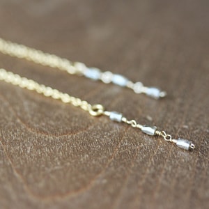 Brown diamond threader earrings, Diamond threader earrings, 14K Gold filled