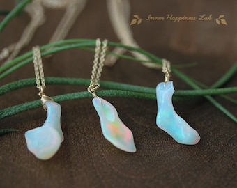Raw opal necklace, Ethiopian opal necklace, October birthstone necklace, 14K Gold filled