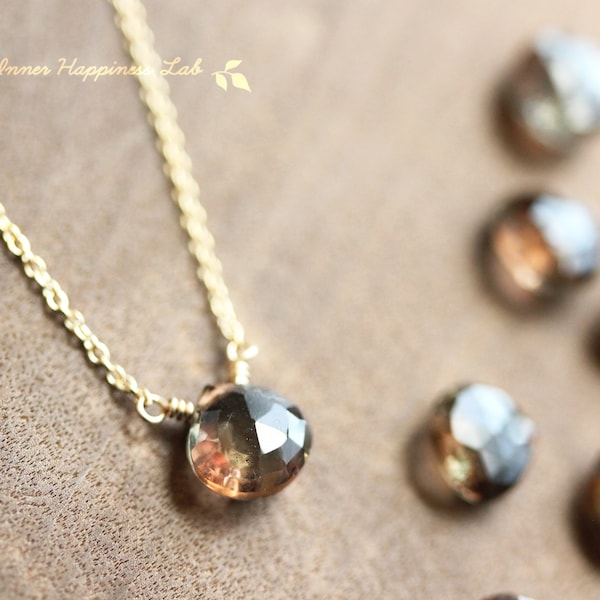 Andalusite necklace, 14k Gold filled, Sterling silver, Brown gemstone