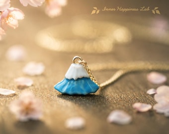 Mount Fuji necklace, Mt. Fuji charm necklace, Fujisan charm pendant, 14K Gold filled chain