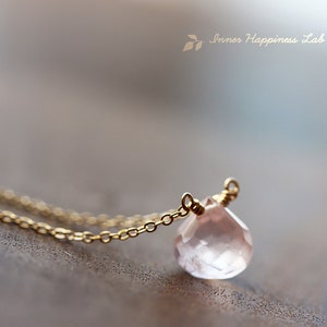 Madagascar rose quartz necklace, 14k Gold filled, Sterling silver, Onion briolette beads