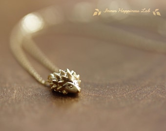 Hedgehog Charm Necklace, 14K Gold Filled Chain
