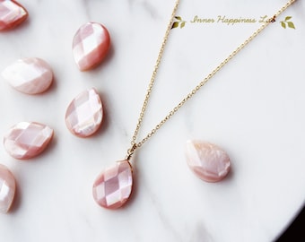 Pink shell necklace, Mother of pearl shell necklace, 14K Gold filled, Sterling silver