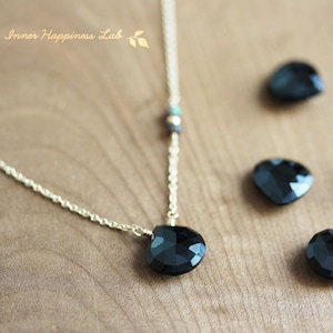 Black spinel necklace, Black spinel and black opal necklace, 14K Gold filled, Sterling silver